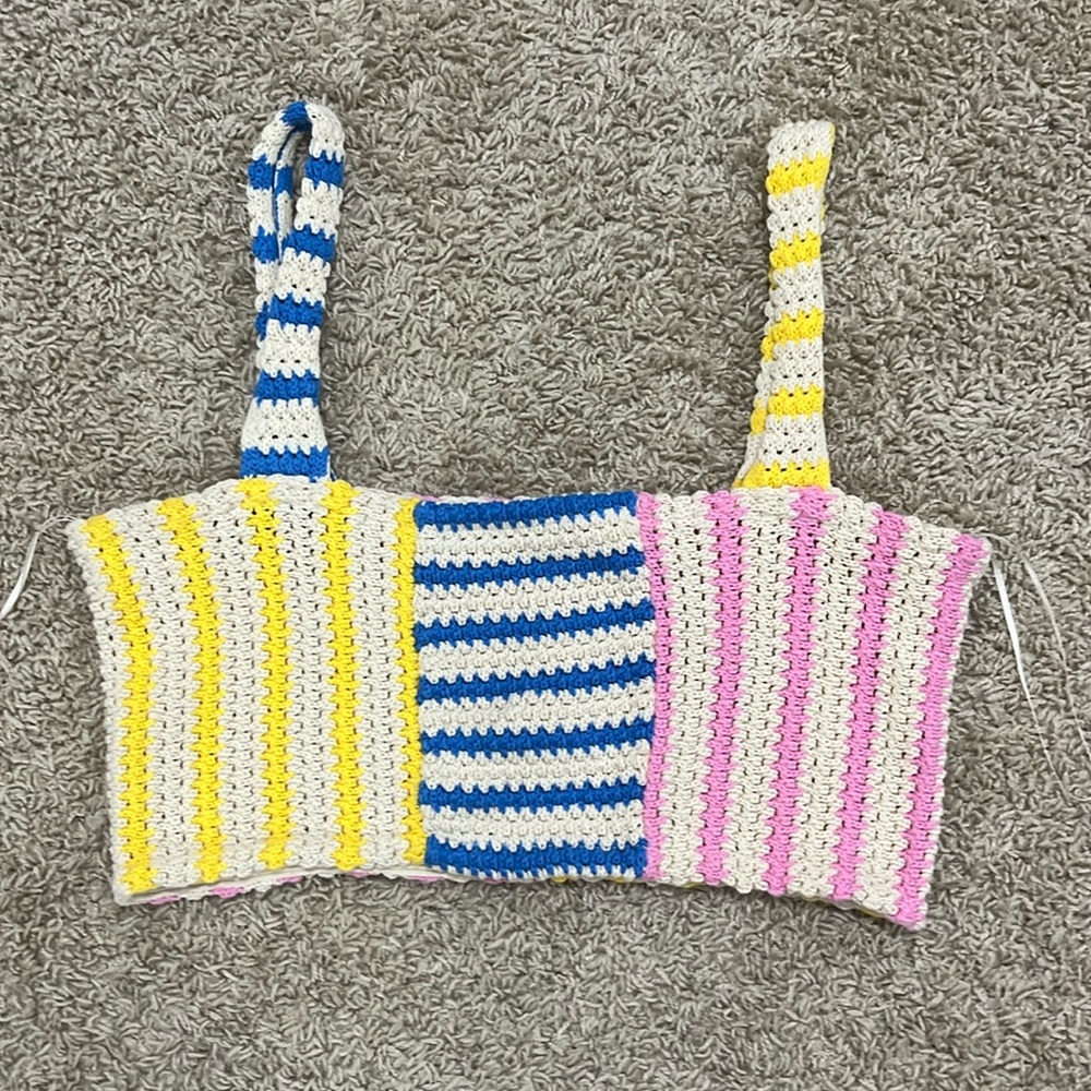 Zara size large colorful crochet top